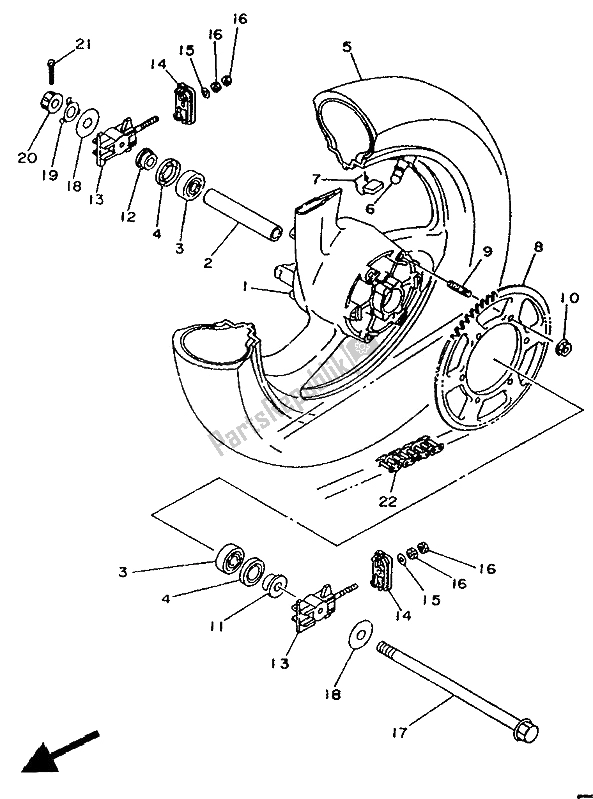 Tutte le parti per il Ruota Posteriore (per Se) del Yamaha TDR 125 1994