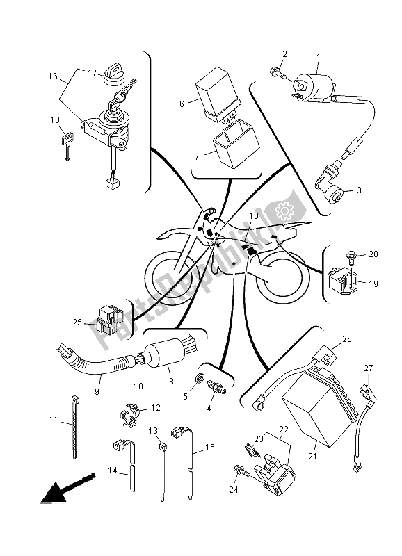 Toutes les pièces pour le électrique 1 du Yamaha TT R 125E SW LW 2012