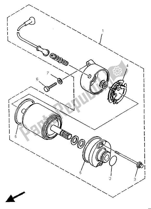 All parts for the Starting Motor of the Yamaha XV 535 S Virago 1995