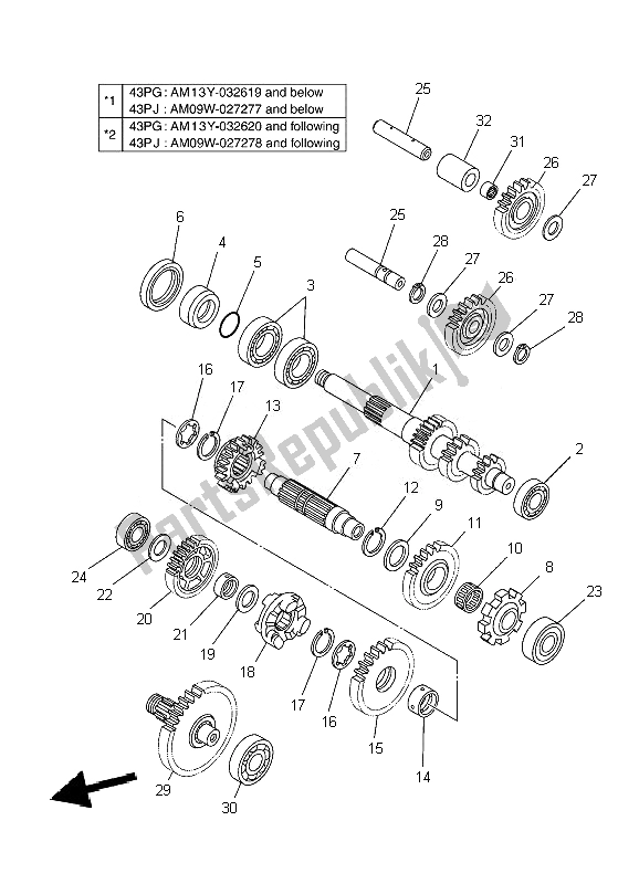 Tutte le parti per il Trasmissione del Yamaha YFM 700F Grizzly FI EPS 4X4 2010