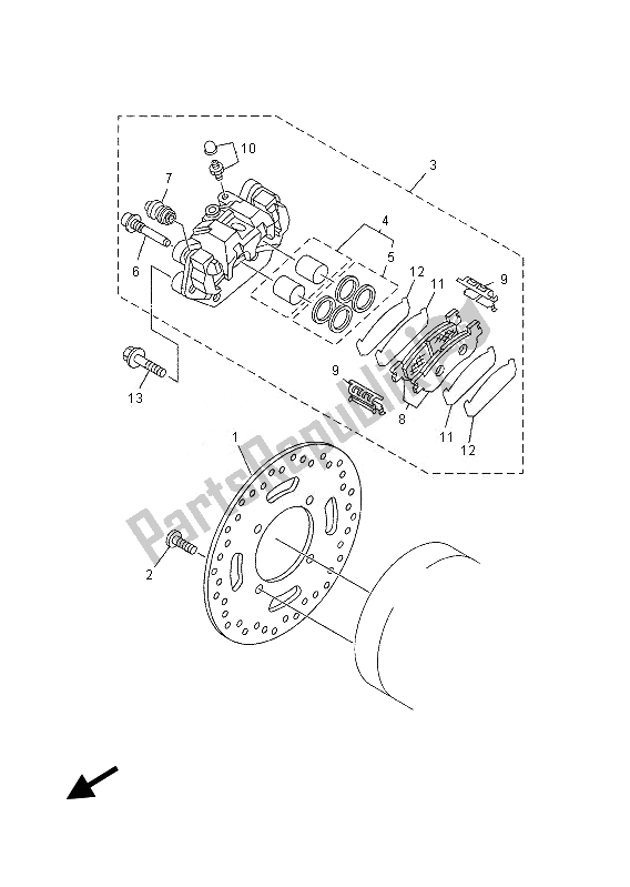 All parts for the Rear Brake Caliper of the Yamaha YP 250 RA 2013