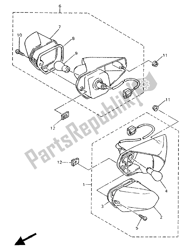 Tutte le parti per il Luce Lampeggiante del Yamaha GTS 1000 1994