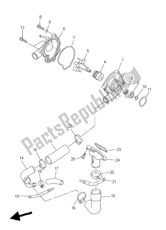 All parts for the Water Pump of the Yamaha YZF R6 600 2004