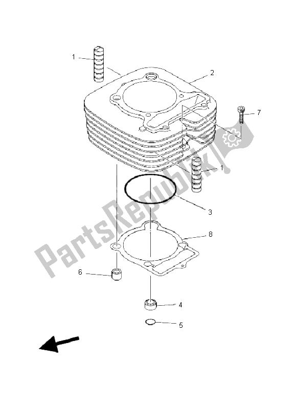 Todas las partes para Cilindro de Yamaha YFM 350 FA Bruin 2X4 2004