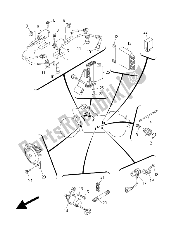 All parts for the Electrical 1 of the Yamaha XV 1600A Wildstar 2000