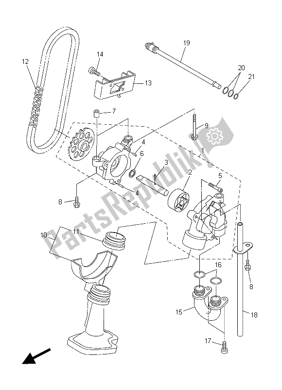 All parts for the Oil Pump of the Yamaha YZF R6 600 2015