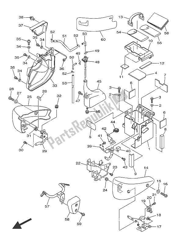 Alle onderdelen voor de Zijdeksel van de Yamaha XVS 1300A 2016