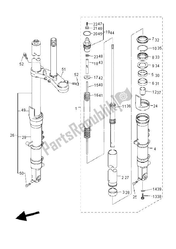 Todas las partes para Tenedor Frontal de Yamaha FJR 1300A 2006