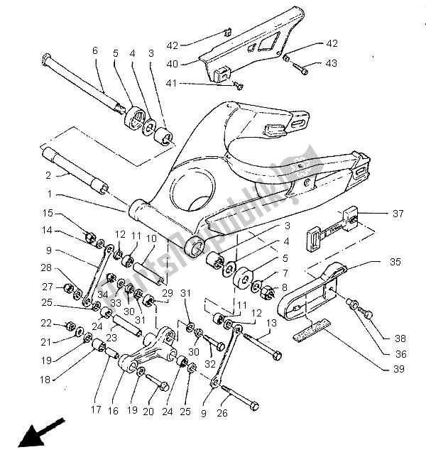 Tutte le parti per il Braccio Posteriore del Yamaha SZR 660 1997