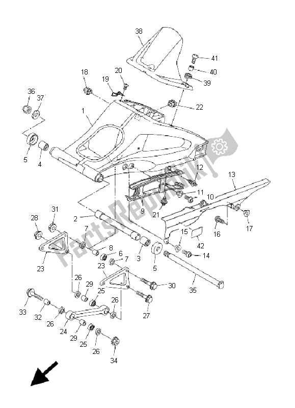 All parts for the Rear Arm of the Yamaha FZ1 S Fazer 1000 2008