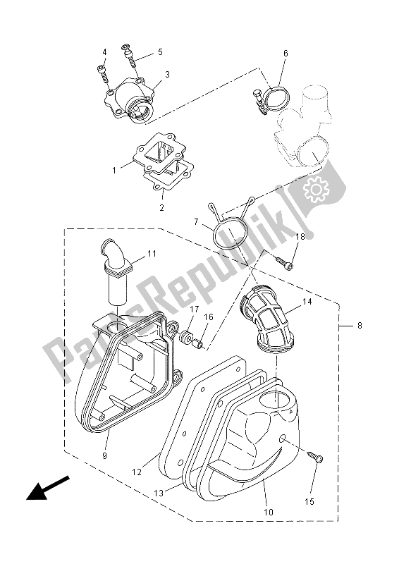 All parts for the Intake of the Yamaha NS 50 2015