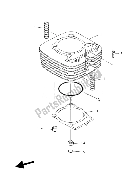 All parts for the Cylinder of the Yamaha YFM 350X Wolverine 2X4 2007