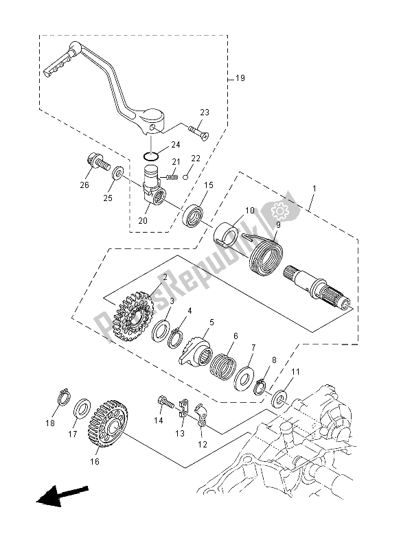 All parts for the Starter of the Yamaha YZ 250F 2008