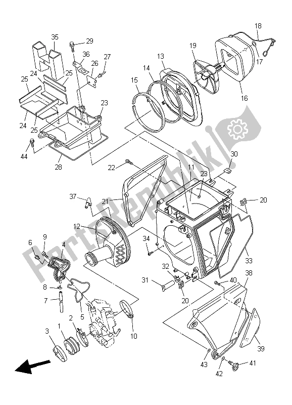 All parts for the Intake of the Yamaha WR 450F 2006