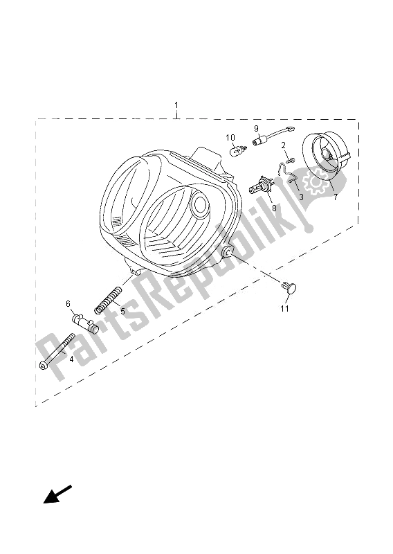 Wszystkie części do Reflektor Yamaha YN 50F 2013