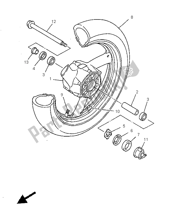 Toutes les pièces pour le Roue Avant du Yamaha XJ 600N 1999