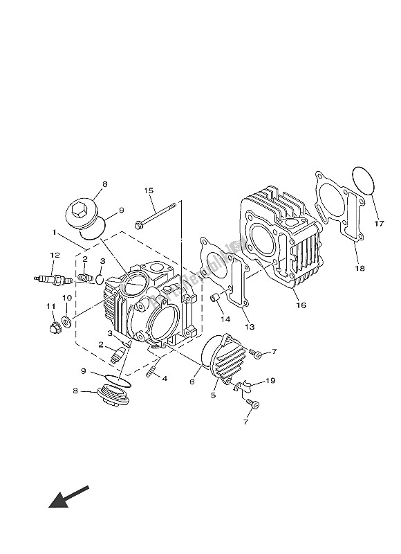 Todas as partes de Cabeça De Cilindro do Yamaha TT R 110E 2016