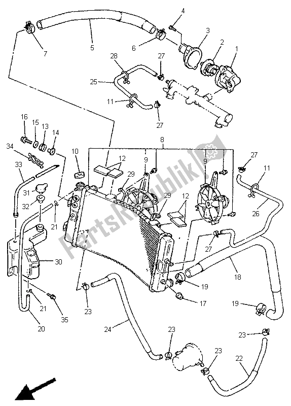 Toutes les pièces pour le Tuyau De Radiateur du Yamaha GTS 1000 1998