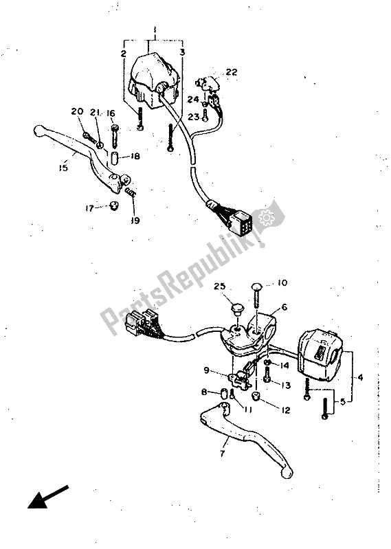 All parts for the Handle Switch & Lever of the Yamaha FZR 600 Genesis 1989