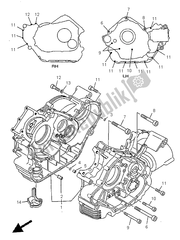 Todas las partes para Caja Del Cigüeñal de Yamaha XVS 1100 Dragstar 1999