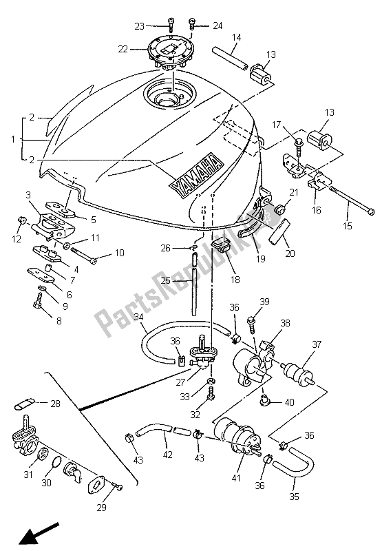 Wszystkie części do Zbiornik Paliwa Yamaha YZF 1000R Thunderace 1996