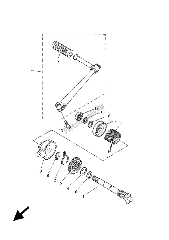 All parts for the Starter of the Yamaha PW 80 2001