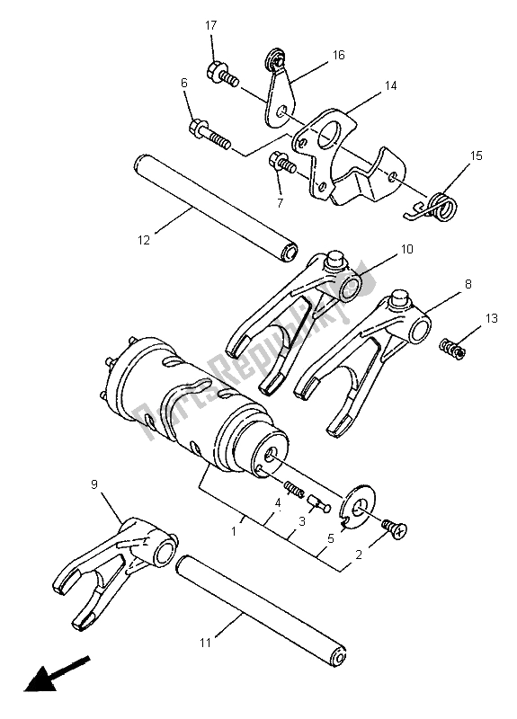 All parts for the Shift Cam & Fork of the Yamaha XTZ 750 Super Tenere 1995