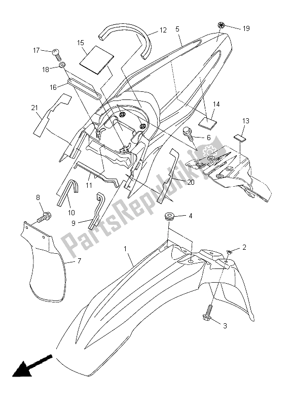 Tutte le parti per il Parafango del Yamaha WR 250R 2012