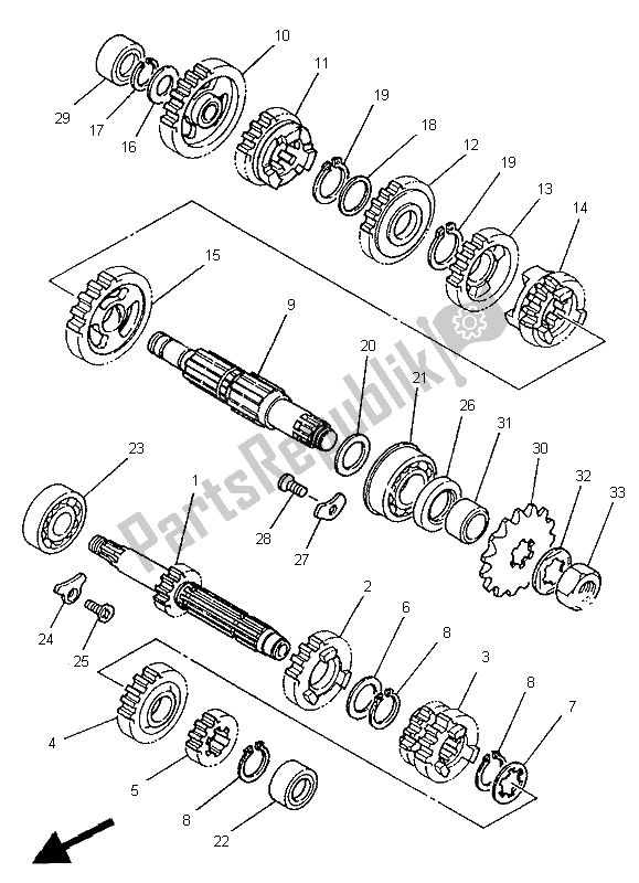 All parts for the Transmission of the Yamaha YZ 125 LC 1995