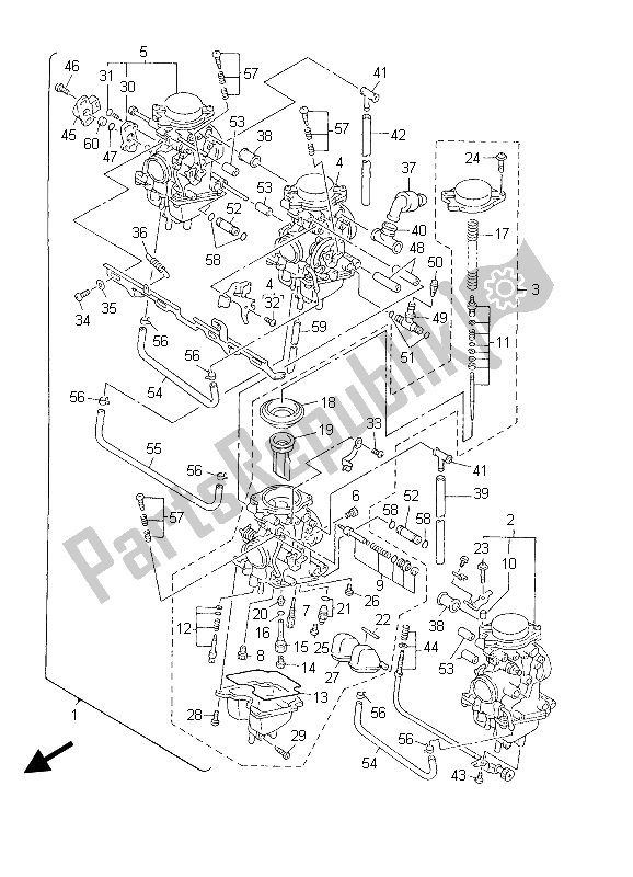 All parts for the Carburetor of the Yamaha FZS 600 Fazer 2003