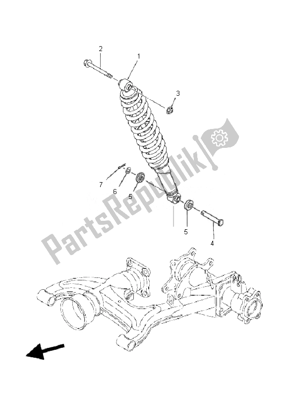 All parts for the Rear Suspension of the Yamaha YFM 350X Wolverine 2X4 2007