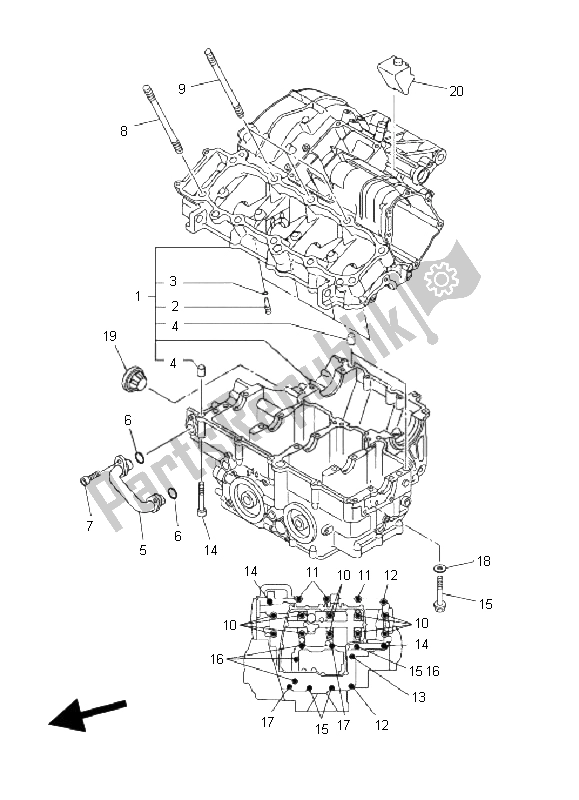 Tutte le parti per il Carter del Yamaha FZ1 SA Fazer 1000 2008