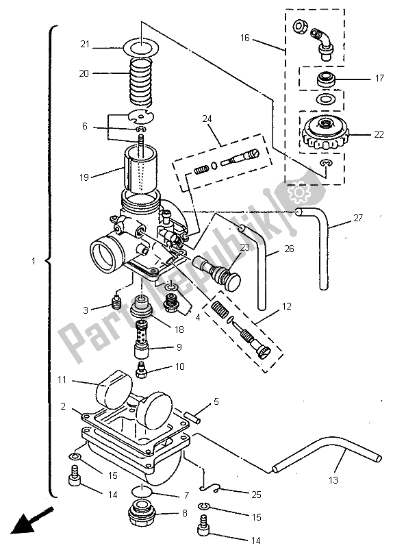 Toutes les pièces pour le Carburateur du Yamaha YZ 80 LW 1997