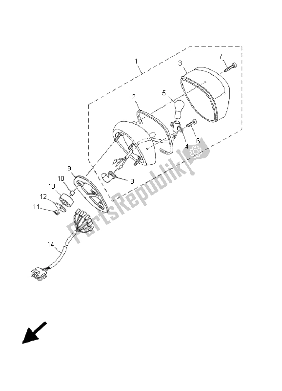 All parts for the Taillight of the Yamaha XVS 650A Dragstar 2001