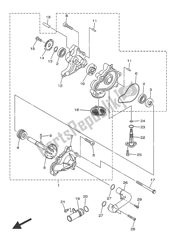 Tutte le parti per il Pompa Dell'acqua del Yamaha XVS 1300 CU 2016