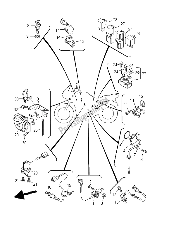 All parts for the Electrical 2 of the Yamaha TDM 900 2002