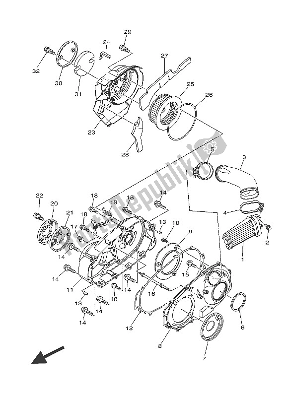 Tutte le parti per il Coperchio Del Carter 2 del Yamaha XP 500A 2016