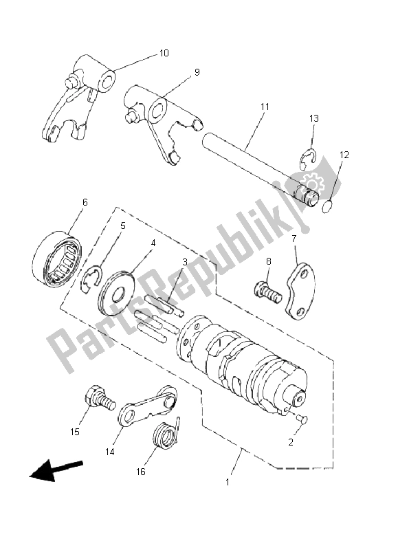 All parts for the Shift Cam & Fork of the Yamaha YFM 80R 2006