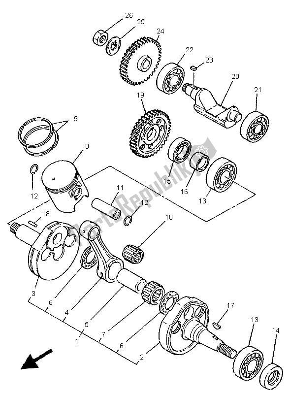 Todas las partes para Cigüeñal Y Pistón de Yamaha DT 125R 1997