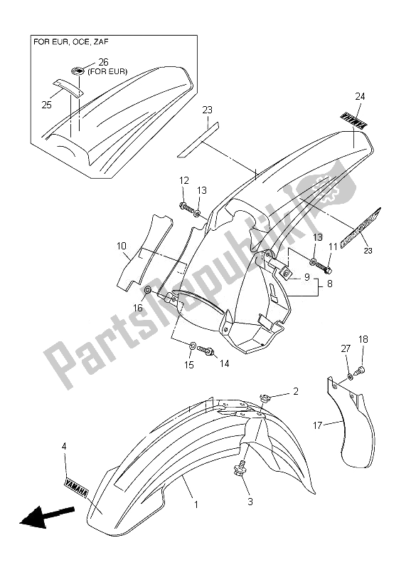 All parts for the Fender of the Yamaha WR 450F 2007