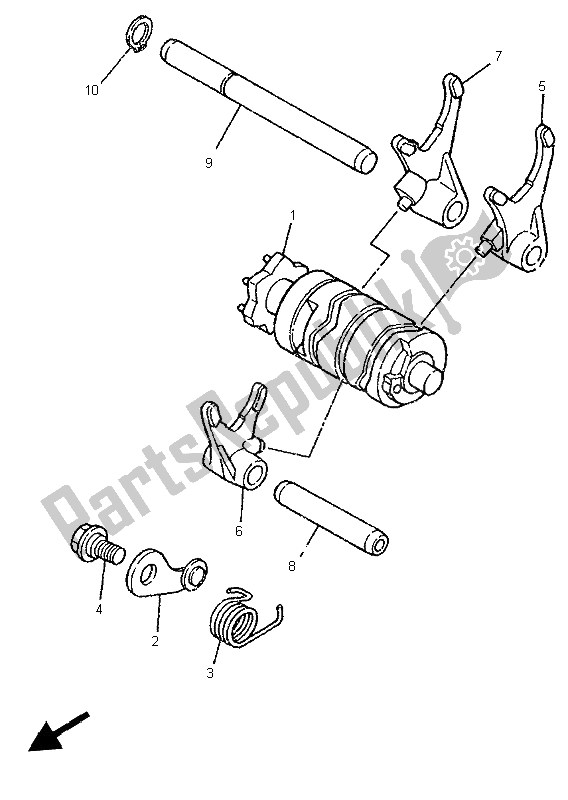 All parts for the Shift Cam & Fork of the Yamaha DT 125R 1997