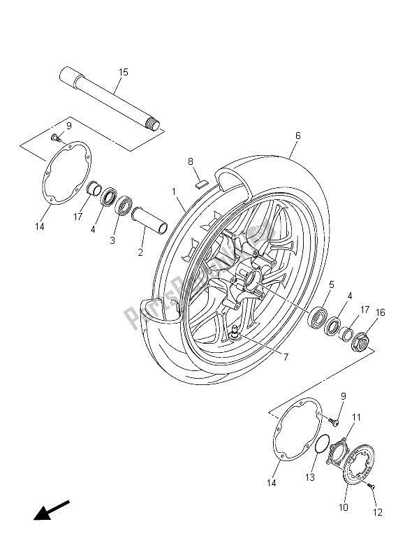 Alle onderdelen voor de Voorwiel van de Yamaha YZF R1M 1000 2015