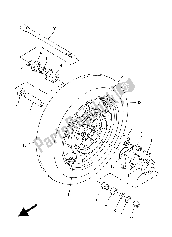 Todas as partes de Roda Traseira do Yamaha XVZ 13 TF 1300 1999