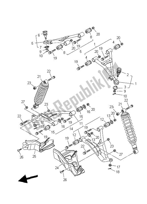 Tutte le parti per il Sospensione Anteriore E Ruota del Yamaha YFM 700F Grizzly SE 2010