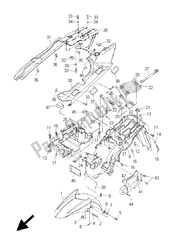 Alle onderdelen voor de Spatbord van de Yamaha FJR 1300 AS 2011