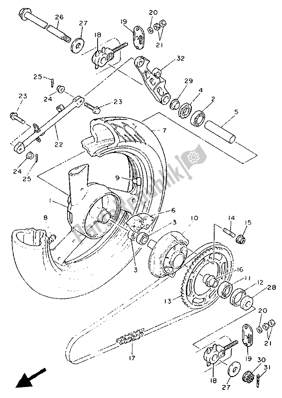 Tutte le parti per il Ruota Posteriore del Yamaha XJ 600S Diversion 1992