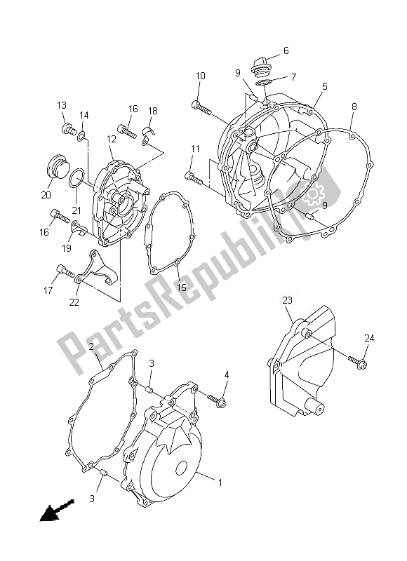 All parts for the Crankcase Cover 1 of the Yamaha YZF R6 600 2013