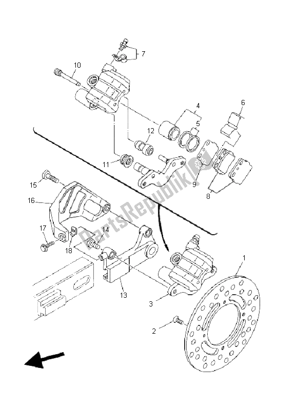 Todas las partes para Pinza De Freno Trasero de Yamaha YZ 85 SW LW 2008