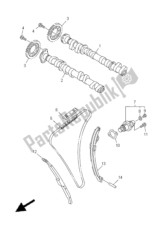 Todas las partes para árbol De Levas Y Cadena de Yamaha FJR 1300 AE 2014