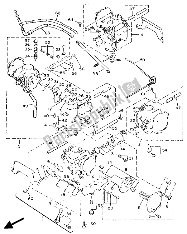 Toutes les pièces pour le Carburateur du Yamaha XVZ 13 TD Venture Royal 1300 1990